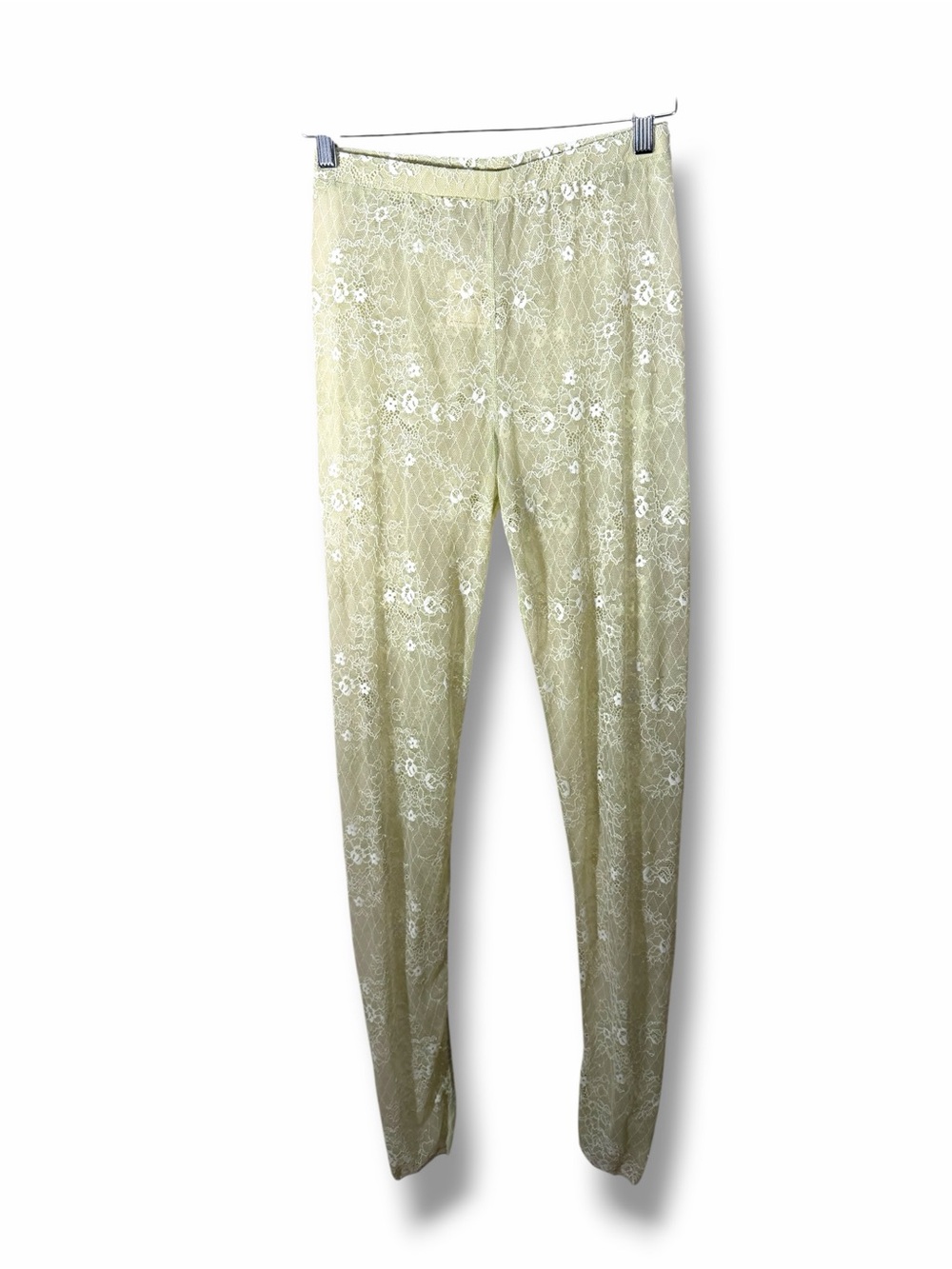 Women’s NWT Intimately Free People Lime Green Floral Sheer Tights Size Small